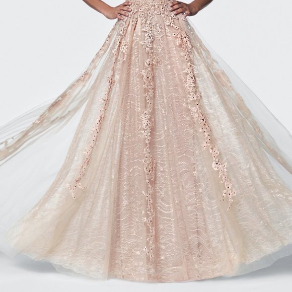 V-Neck A-Line Lace Evening Dress CD4091 - Picture 4 of 5